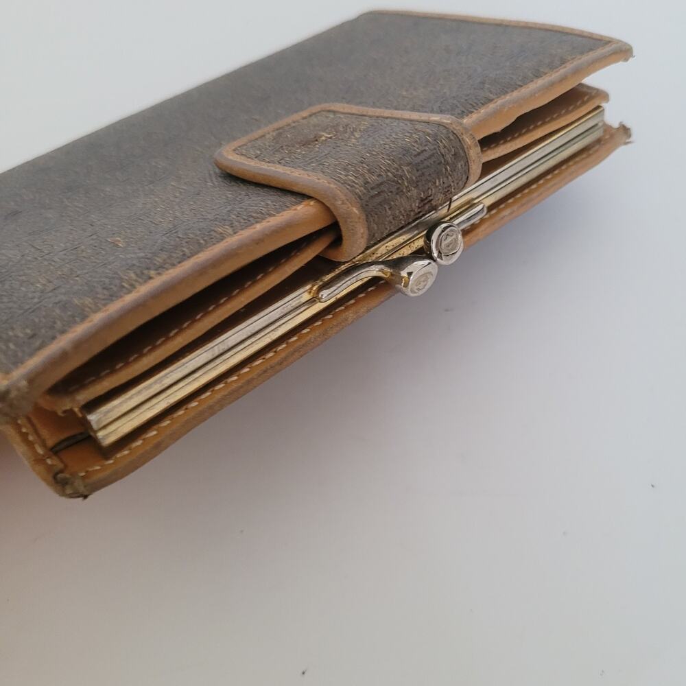 GUCCI Vintage GG Wallet Medium Bifold Brown Coin Bill Purse Kisslock Leather - Picture 10 of 13